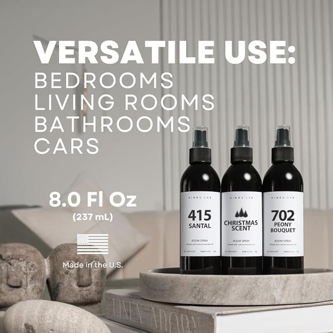 Room Spray for Home 415 Santal - Air Freshener for Home - Linen Spray for Bedding, Pillow Spray - Sandalwood blended with top notes of ginger and cardamom. Room Freshener. Long Lasting - 8oz/237ml