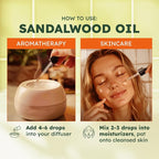 KUKKA Sandalwood Essential Oils - 4 Fl Oz - for Hair, Skin, Diffuser, Aromatherapy & DIY Soap Making Scent