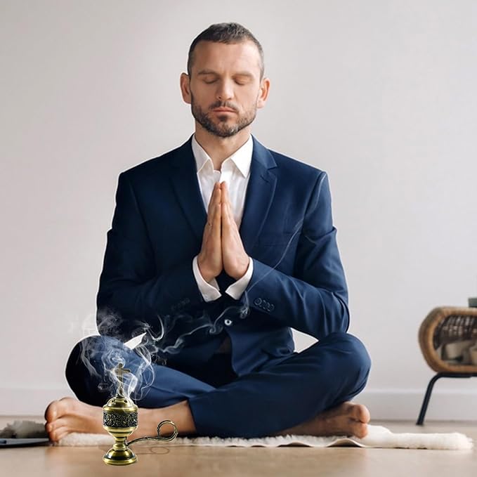 Yawlsow Incense Burner, Frankincense Charcoal Incense Stand, Bakhoor Incense Burner Holder, Ideal for Aromatherapy, Yoga and Spa, Home and Christian Church Censer, (Bronze)