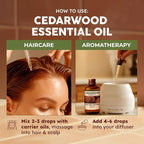 KUKKA Cedarwood Essential Oils - 4 Fl Oz - for Hair, Skin, Diffuser, Aromatherapy & DIY Soap Making Scent