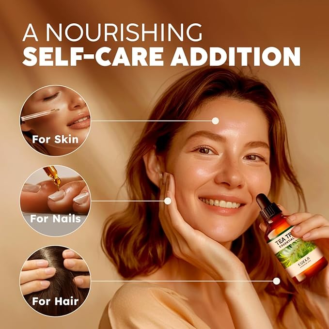 KUKKA Tea Tree Essential Oils - 4 Fl Oz - for Hair, Skin, Diffuser, Aromatherapy & DIY Soap Making Scent