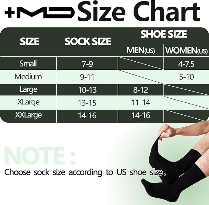 +MD Crew Socks for Men 6 Pairs, Viscose Bamboo Socks, Mens Dress Socks with Soft Cushioned, Smell Control, Black White