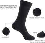 J-BOX Men's Cotton Crew Socks-Wicking Black Dress Socks, Anti-Odor&Breathable for Business/Casual, Size 6-15