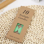 Colored tealight Candles Handmade Organic Tea Lights Set of 10pack Small red Candles 1.5-2 Hours Burn Tea Lights for Valentine's Day, Birthday, Votive Parties ，Home Decoration (Green)