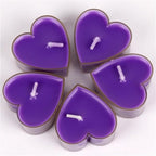 Tea Candles Heart Romantic Candle Small Sweet Wedding Party and Home 1.5-2 Hours Extended Burn Time Votive Parties Tealight Wishing Bulk Birthday Halloween Emergency Family 9 Pack (Purple)
