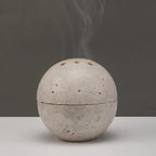 Natural Travertine Round Incense Cone Holder, Minimalist Sphere Incense Burner for Cones, Home Decorations 3.94in (Gray)