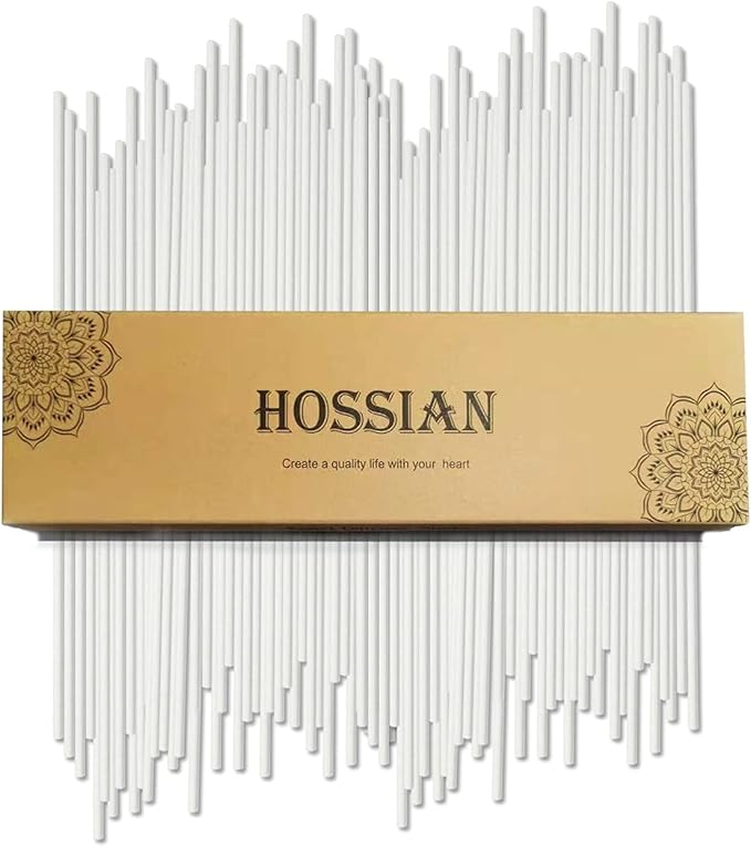 HOSSIAN Reed Diffuser Sticks- White Fiber Diffuser Sticks-Fiber Reed Diffuser Replacement Refill Sticks(50pcs,7.5" x 3.5mm)