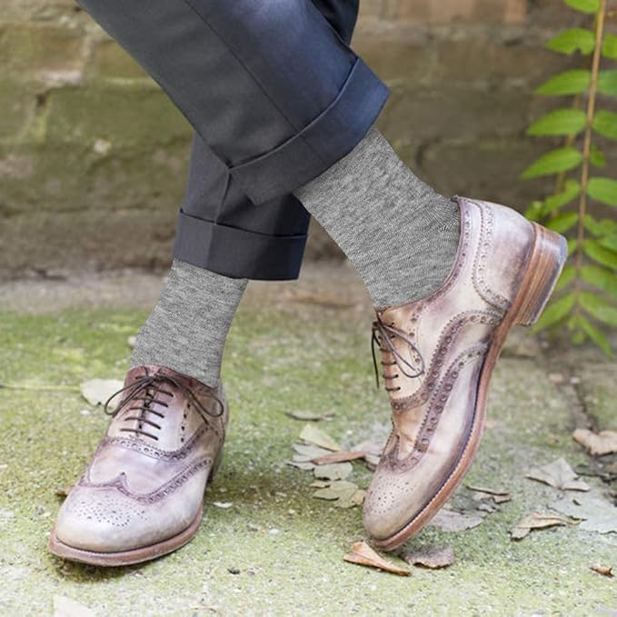 Feraricci Solid Color Casual Dress Socks for Men - Colorful & Comfortable Crew Socks