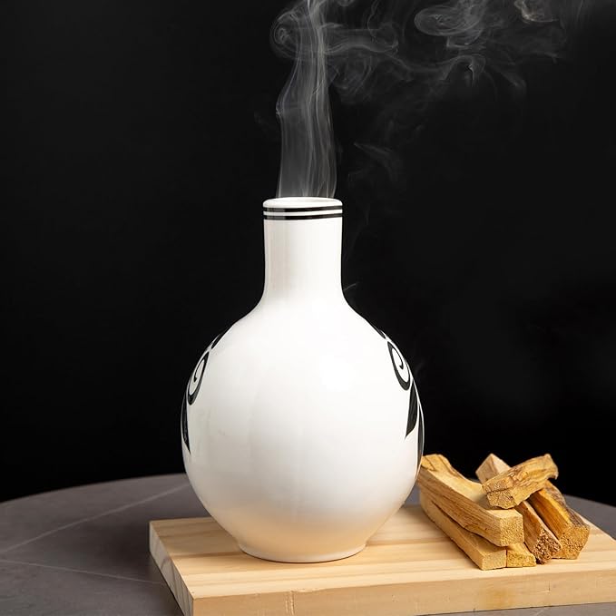 Handcrafted Palo Santo Holder Ceramic Incense Burner - Compact Size for Meditation Space - Burn Palo Santo Sticks and Cones Safely - Sage Aromatherapy Decor