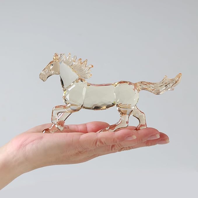 Crystal Horse Realistic Animal Art Figurine Collection Table top Ornament Statue Home Decor (White)