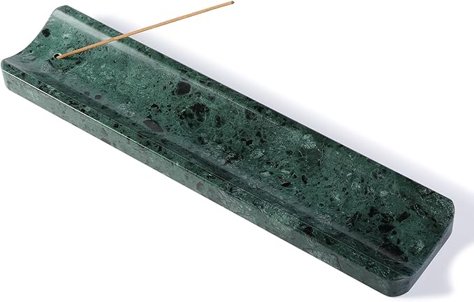 Koville Marble Incense Holder, Incense Holder for Sticks, Incense Sticks Holder Ash Catcher for Meditation Yoga SPA, Natural Stone Incense Burner, Home Table Decor (Green)