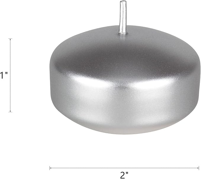 Mega Candles 4 pcs Unscented Silver Floating Candles, Hand Poured Wax Candle 2 Inch Diameter, Home Décor, Wedding Receptions, Centerpieces, Occasions, Events, Festivities, Meditations, Spas