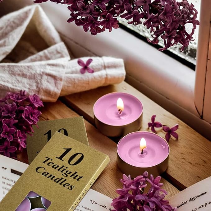 10 Pack Tea Candles Wedding Party and Home Decoration Votive Parties Tealight Small Wishing Bulk with 1.5-2 Hours Extended Burn Time Mini for Birthday Emergency Family (Pink)