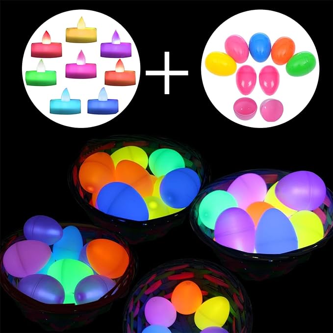 BEICHI Color Changing LED Tea Lights Bulk, 24 Pcs Flameless Tealight Candles with Colorful Lights, Battery Operated Colored Fake Candles, No Flickering Light, [White Base]