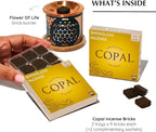 Copal Incense Bricks & Flower of Life Exotic Burner by Aromafume | 2 Trays x 9 Bricks | Protium Copal (Burseraceae) | Ideal for Spiritual Cleansing & Enhanced Connection | Low-Smoke & Non-Toxic