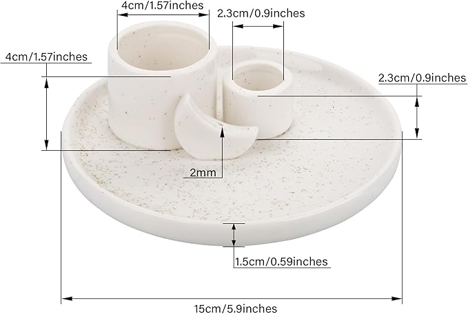 ZenBless 4 in 1 Incense Burner Holder, Palo Santo Holder, Sage Holder for Burning, Incense Holder for Sticks, Candle Holder, Ceramic Ash Catcher Tray for Meditation Yoga Room Home Decor (White)