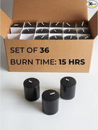 CANDWAX Long Lasting Unscented Black Votive Candle Set of 36 - Perfect as a Halloween Candles Bulk Pack - 1.5x1.7 inch Black Votives