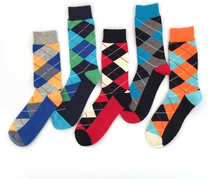 DRASEX Men's Dress Socks Funky Colorful Pattern Cotton Novelty Casual Crew Socks