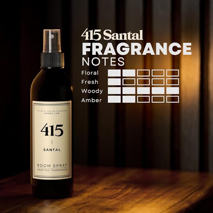 Room Spray for Home 415 Santal - Air Freshener for Home - Linen Spray for Bedding, Pillow Spray - Sandalwood blended with top notes of ginger and cardamom. Room Freshener. Long Lasting - 8oz/237ml