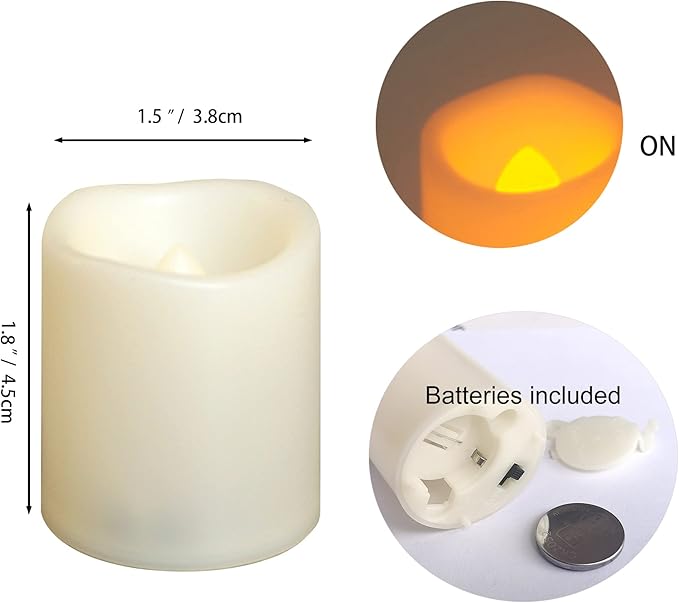 CANDLE CHOICE Battery Operated Flameless Votive Candles with Timer, Small Timing LED Candle Lights with Automatic Built-in Daily Cycle Timer, 6-Hour on 18-Hour Off, Pack of 24, Batteries Included