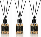 Luxury Reed Diffuser Set - 110ml Aromatherapy Diffuser with Natural Sticks, Aesthetic Room Decor, Long-Lasting Air Freshener for Home, Bathroom, and Office, Essential Oil Stick Diffuse (Oud Pack)