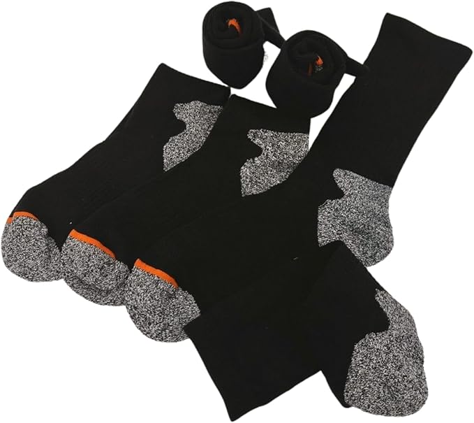 Aeonrow 5-Pairs Men's Weatherproof Vintage Outdoor Wool Blend Crew Calf Socks, Black, 6-12