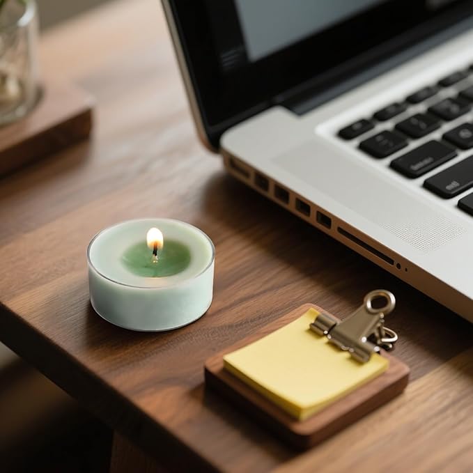 Mint Breeze Scented Tea Lights Candles – Bright Green – 6 Hour Burn – 100% Palm Wax – Scented Tealight Candles for Mornings Office Refresh, Outdoor Use – 16 Pack Scent Votive Candle