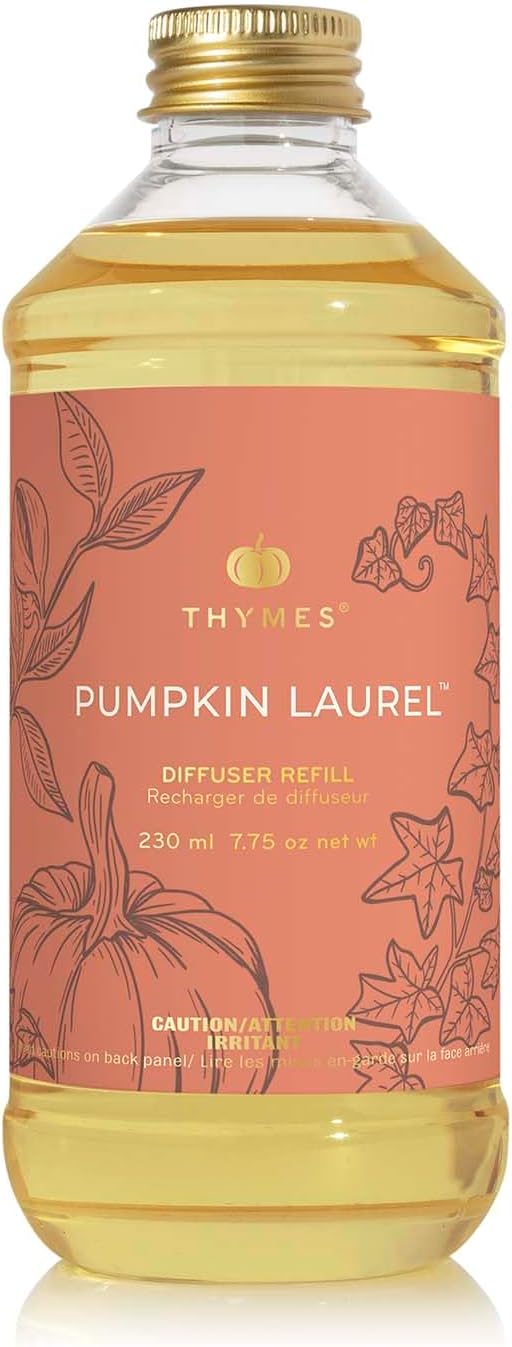 Thymes Pumpkin Laurel Reed Diffuser Oil Refill – Home Fragrance Oil for Diffuser – Fall Reed Diffuser Refill – Fall Oil Scents for Diffuser – Aromatherapy Diffuser Oils Scents (7.75 fl oz)