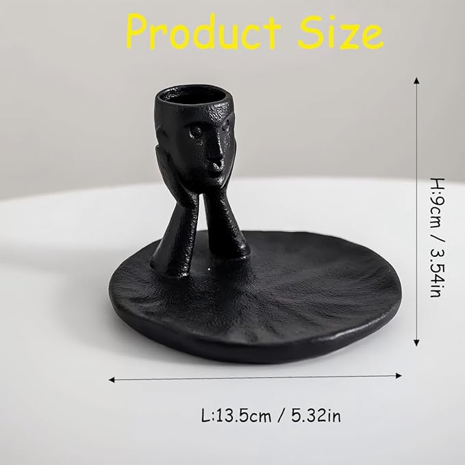 Incense Holder Modern Ceramic, Creative Incense Burner Head Sculpture Figurine Jewelry Dish Trinket Tray Incense Ash Catcher for Burning Sage Stick Unique Gift Home Decor - Black