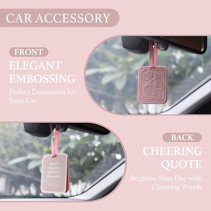 Car Air Freshener, 2 Pack Fresh Rose Scented Sachets for Closet and Drawer, Long-Lasting Home Fragrance Sachets, Car Mirror Hanging Air Freshener & Accessories