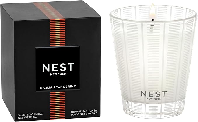 NEST New York Scented Classic Candle, Sicilian Tangerine - 8.1 oz - Up to 60-Hour Burn Time - Reusable Glass Vessel