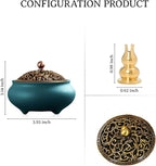 Coil Incense Burner， Ceramic Cone Incense Burner Holder Suitable for Incense/Cone/Coil/Stick, Sage, Mosquito Incense, and Charcoal. Incense Holder+Fireproof Cotton Inside.