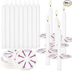 100 pcs Church Candles with Drip Protectors for Devotional Candlelight Vigil Service, Unscented White 5" H X 1/2" D, No Smoke, Shabbat, Praye