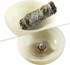 Koville Turkish Natural Marble Incense Holder, Incense Holders for Sticks, Sturdy Incense Burner Ideal for Meditation and Relaxing, Easy to Clean(Green Onyx)