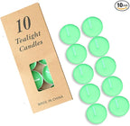 Tea Candles Wedding 10 Pack Party and Home Decoration Votive Parties Tealight Small Wishing Bulk with 1.5-2 Hours Extended Burn Time Mini for Birthday Emergency Family (Green)