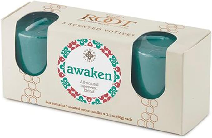 Root Candles Scented Votive Candles Seeking Balance® 20-Hour Spa Aromatherapy Candles, 3-Count, Awaken: Basil & Lime