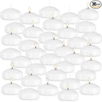 36 Packs 3-Inch Floating Candle Set, White,Unscented Soy Candles for Weddings, Pool Parties, Holiday Table Decorations, Home Decor and More Burn for 8+ Hours.