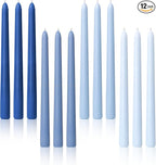 Viyffo 10 Inch Taper Candles Blue Set of 12 Unscented, Dripless, Smokeless Long Tall Tapered Candlesticks Wedding Home Decor Dinner Natural Color Series