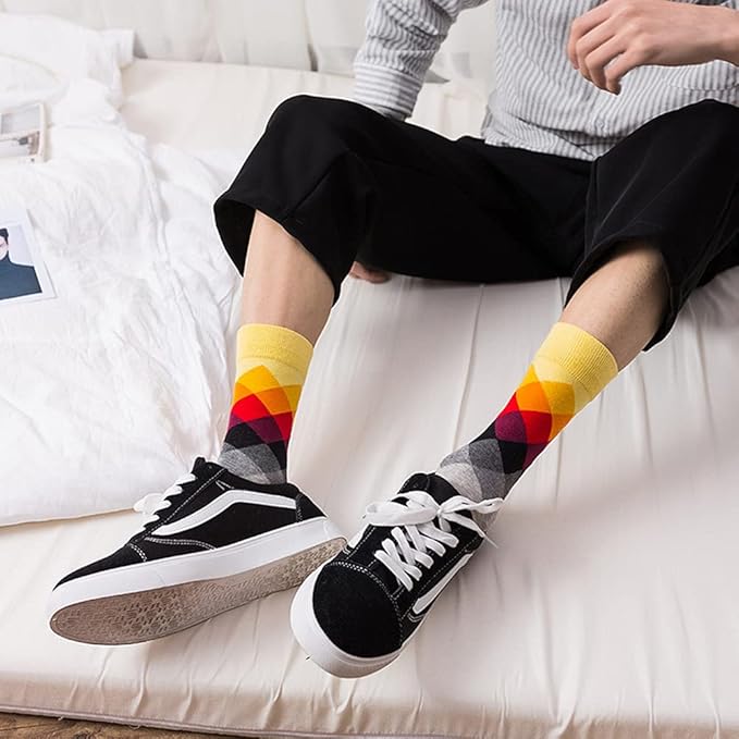 DRASEX Men's Dress Socks Funky Colorful Pattern Cotton Novelty Casual Crew Socks