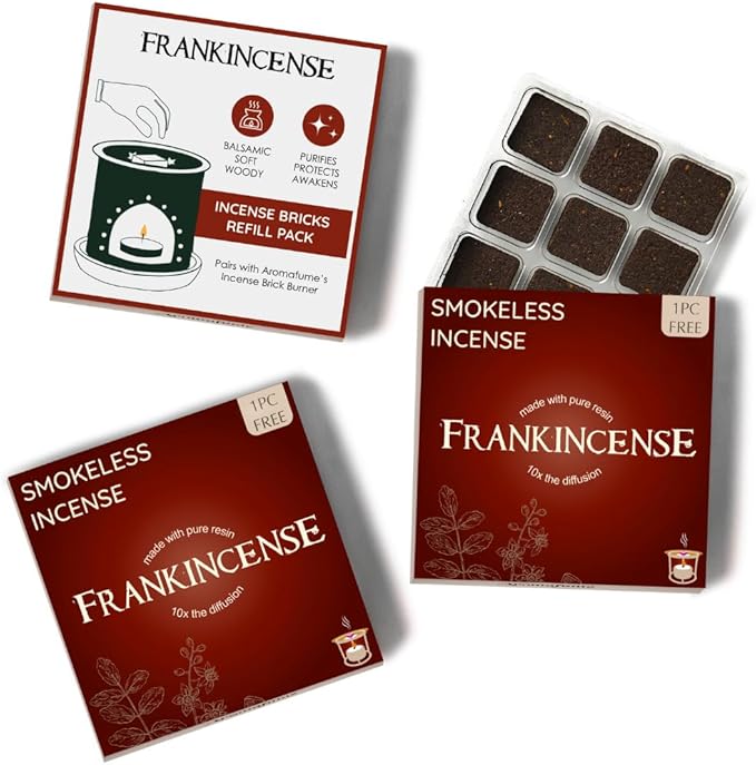 Aromafume Frankincense Incense Bricks (3 Trays x 9 Pieces Each) Ideal for Prayer, Meditation and Usage in Churches and Temples. Made Using Pure Frankincense from Somaliland! Refill Pack