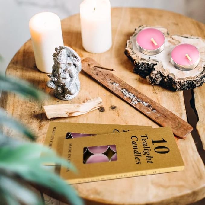 10 Pack Tea Candles Wedding Party and Home Decoration Votive Parties Tealight Small Wishing Bulk with 1.5-2 Hours Extended Burn Time Mini for Birthday Emergency Family (Pink)