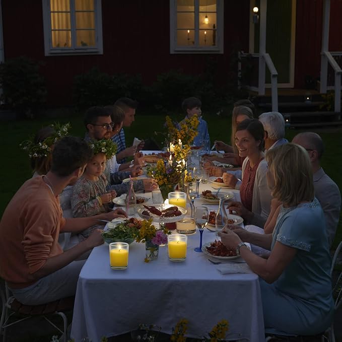 Small Citronella Candles Outdoor and Indoor, Yellow Soy Wax Votive Candles for Party Dinner and Camping - 12 Hours Burn Time, Set of 4