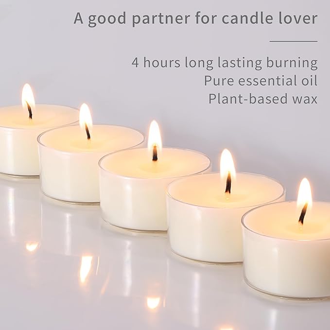 Blossom Jasmine Highly Scented Tea Lights Candles 36 Pack, 4 Hours Natural Palm Tea Candles Bulk for Home Scented, Small Tealight Votives for Home Aromatherapy, Baby Shower Favors