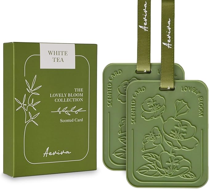 Car Air Freshener, 2 Pack White Tea Scented Sachets for Closet and Drawer, Long-Lasting Home Fragrance Sachets, Car Mirror Hanging Air Freshener & Accessories