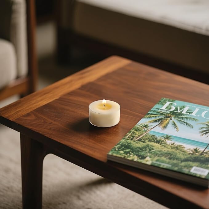 Scented Tea Lights Candles, Coconut Shoreline, 48 Pack – White Scented Tealight Candles – 100% Palm Wax, 6 Hour Burn Aromatherapy Tea Light Votive Candle for Spa Gift Sets, Relaxation, Bath