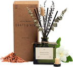 Craft & Kin Reed Diffuser with Dried Flowers | 5 oz Santal Woods Fall Scented Reed Diffusers for Home, Bathroom | Scent Sticks | Elegant Fragrance Home Decor for Men & Women