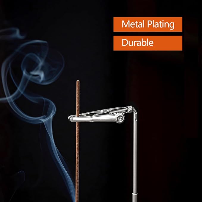 2 in 1 Incense Holder for Sticks(Height Adjustable), Anti-Ash Flying Insence-Sticks Burner with Glass Incense Holder Organizer for Meditation Yoga Spa Home Decor Sage (Silver Metal Rod)