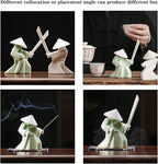 LYART Tea Pet Warrior Statue Figurine Tea Ornament Accessories Cute Kung Fu Tea Ceramic Sculpture Decoration Gift for Tearoom Home Office Children's Day Gift for Tea Lover 1pcs(Green)