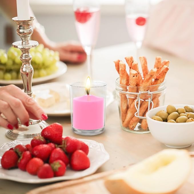 Pink Votive Candles, 9 Packs Unscented Small Votives for Valentine's Day Dinner Table Wedding, Holiday Party, Home (8 Hour), 1.5"" D x 1.25"" H