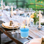 Set of 20 Babyblue Votive Candles Clear Glass Filled Unscented Soy Wax Candle for Home Spa Weddings Holiday Baby-Shower Party and DIY